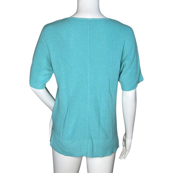 Talbots Sweater Womens Small Blue Short Sleeve Lightweight Knit Basic Minimalist - Picture 4 of 7